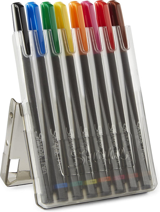 Sharpie® Pens With Hard Case, Fine Point, Assorted Ink Colors, Pack Of 8